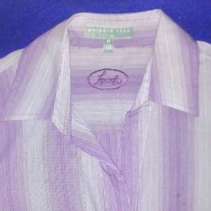 FOXCROFT purple white stripe wrinkle free size 4